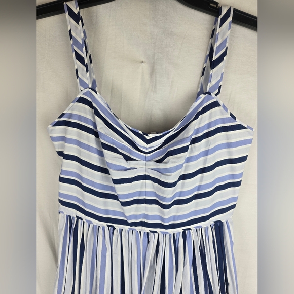 J.Crew Shirting Striped Tiered Multi Blue and White Cotton Maxi Dress Sz 4 Tall - Picture 4 of 12